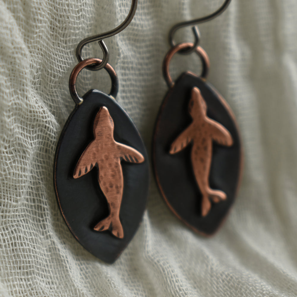 copper seal earrings