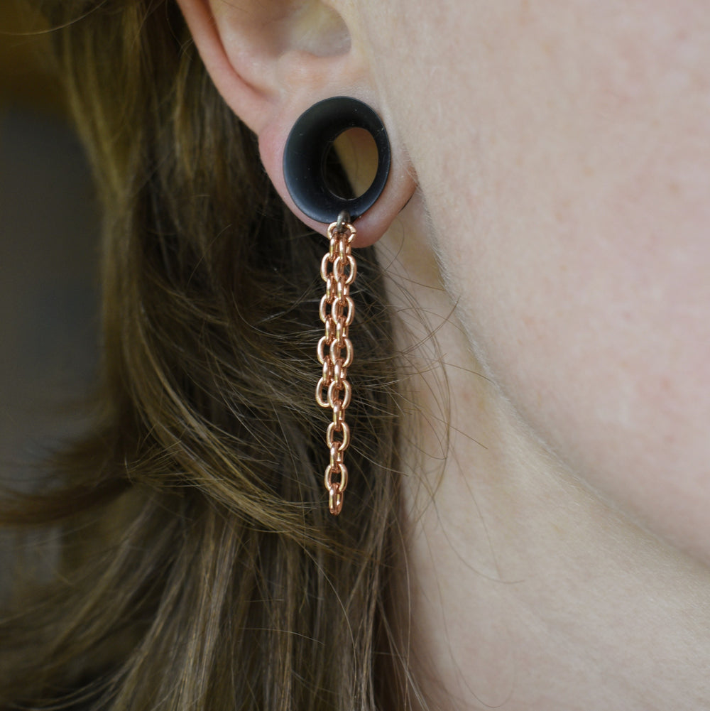 Copper Chain Post Earrings - Hypoallergenic and Coated