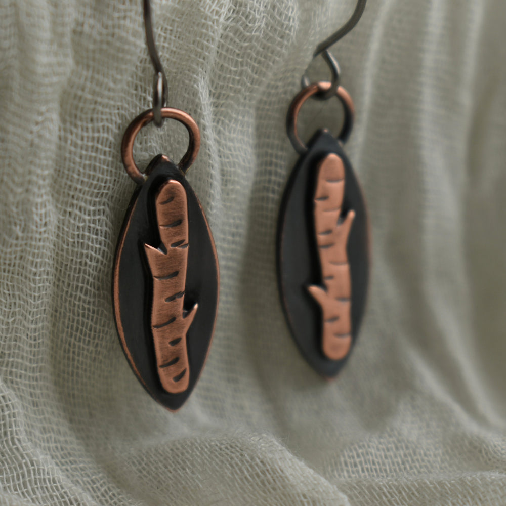 copper tree bark earrings