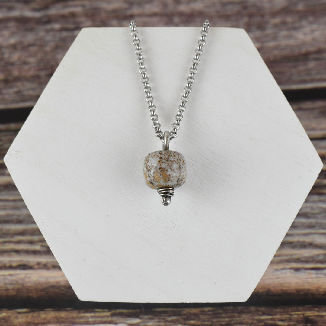 Dainty Blue Jasper pendant necklace in silver
