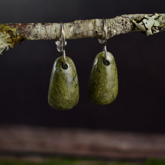 Epidote earrings on hypoallergenic hooks