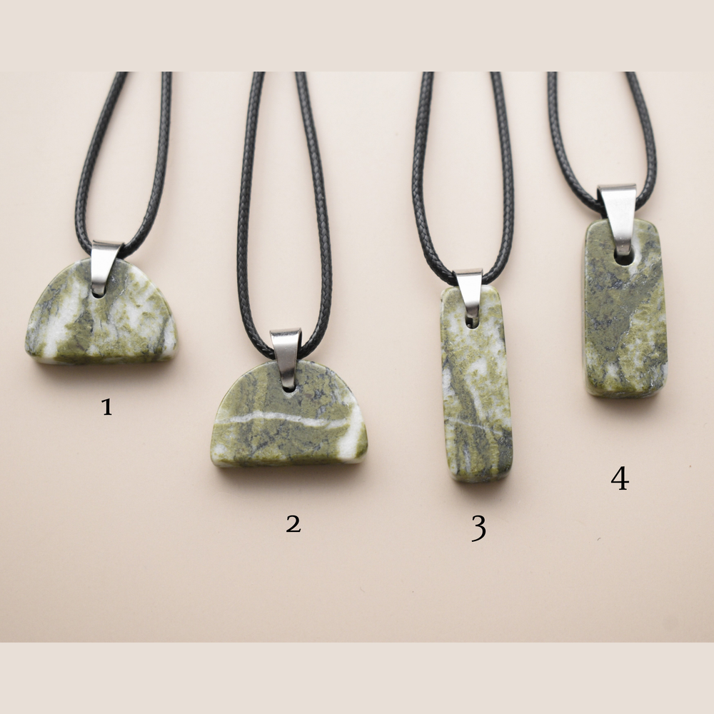 Epidote Pendant Necklaces on Adjustable Cord