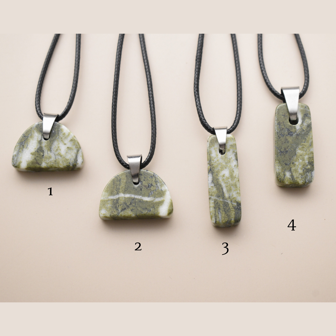 Epidote Pendant Necklaces on Adjustable Cord