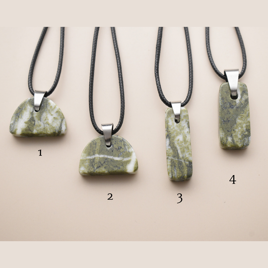 Epidote Pendant Necklaces on Adjustable Cord