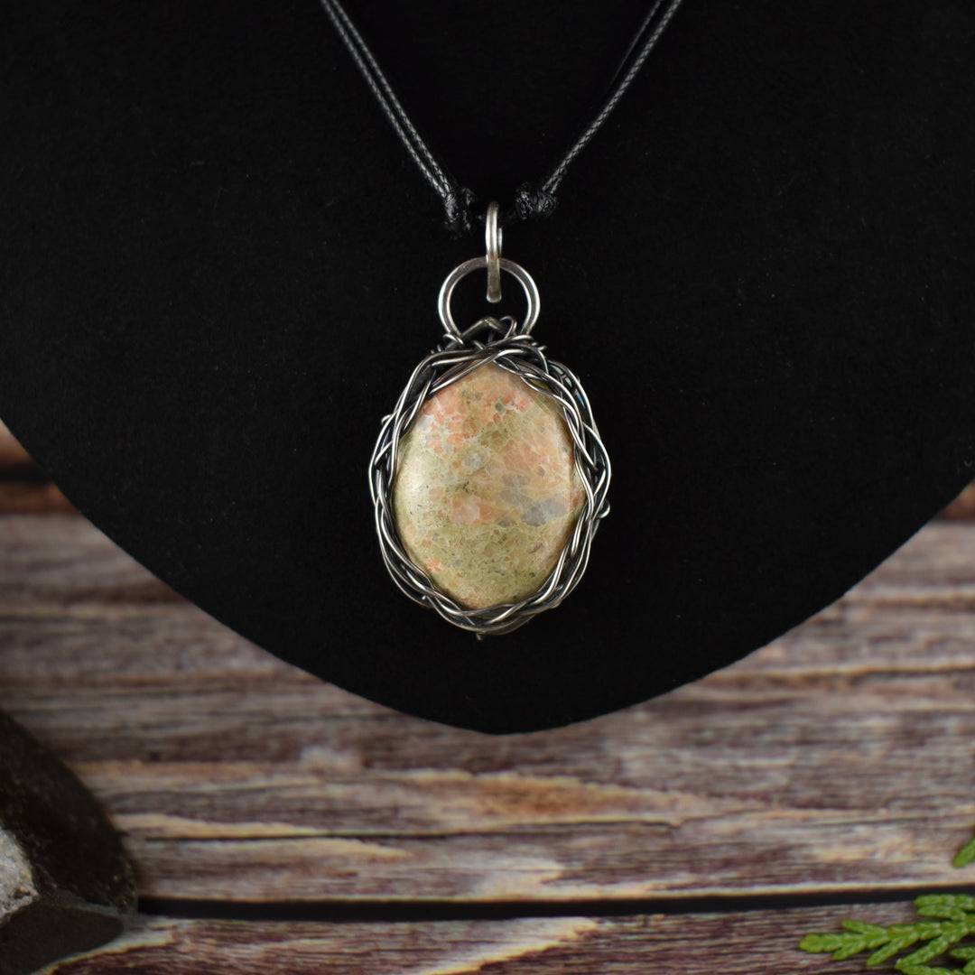 Epidote Orange Calcite Necklace