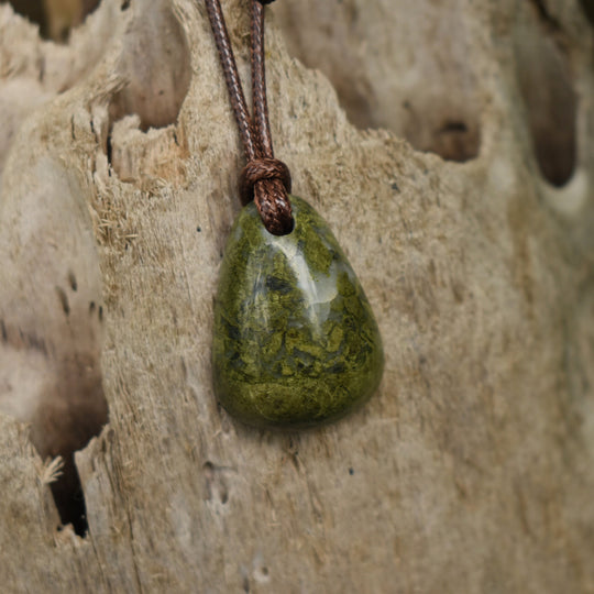 Washington State Epidote and Quartz pendant necklace