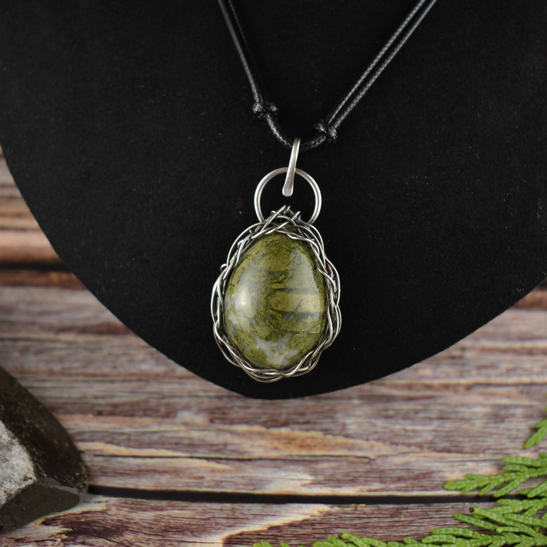 Epidote Silver necklace