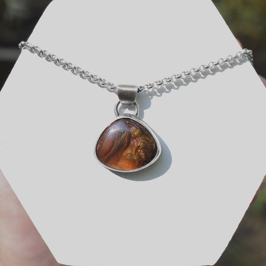 fire agate pendant necklace in Sterling silver