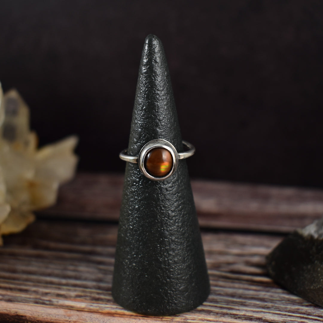 Fire Agate and sterling silver adjustable ring