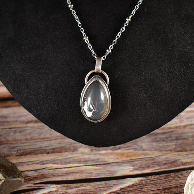 Gray Agate Silver Necklace