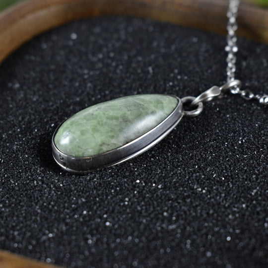 Green Moonstone Sterling Silver Pendant (Necklace Sold Separately) - Woodland Metalsmith