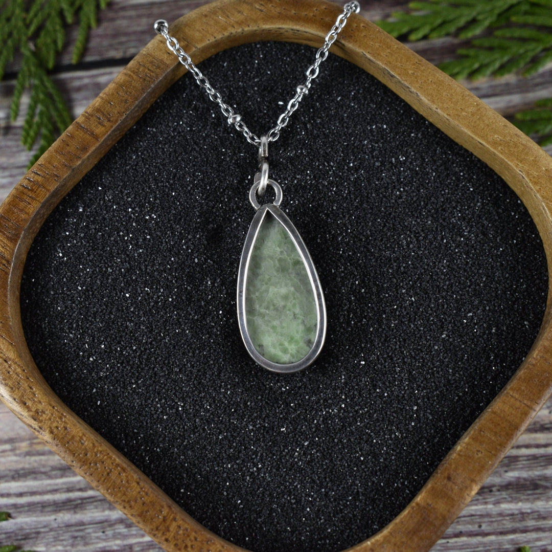 Green Moonstone Sterling Silver Pendant (Necklace Sold Separately) - Woodland Metalsmith