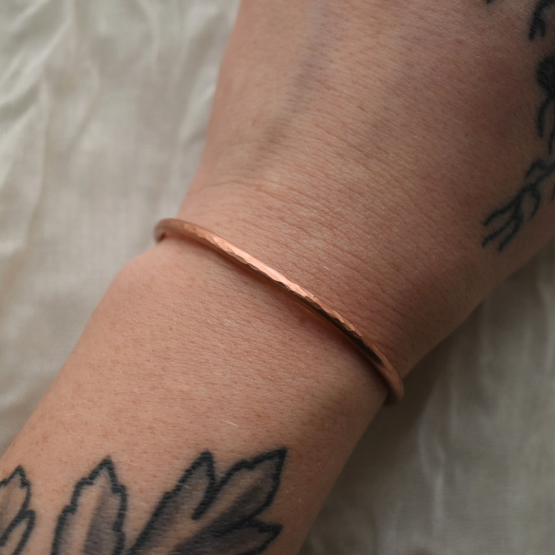 Hammered bright copper bracelet gift