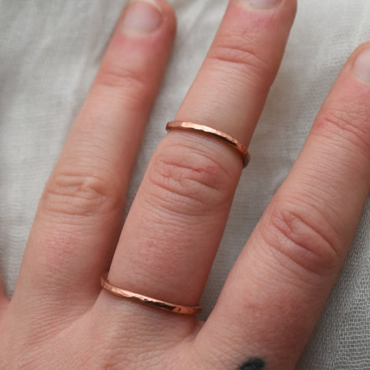 hammered bright copper ring gift for her