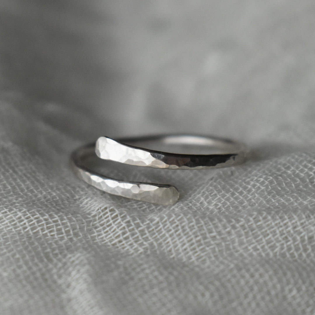 adjustable hammered sterling silver ring