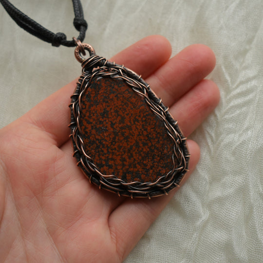 handcrafted red jasper copper pendant necklace