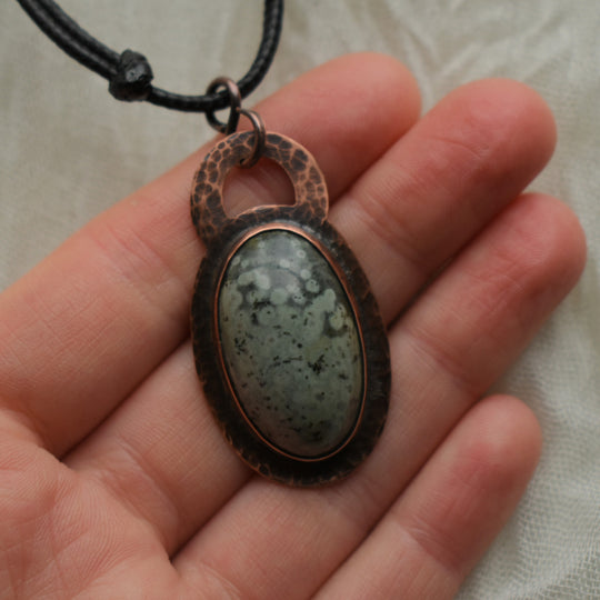 handcrafted variolite copper pendant necklace