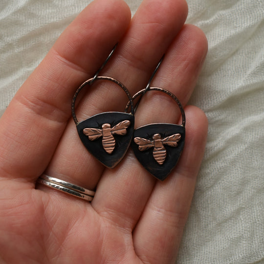 handmade bee earrings