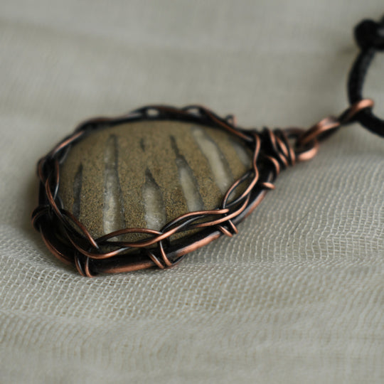 uniquely handmade clam fossil pendant necklace