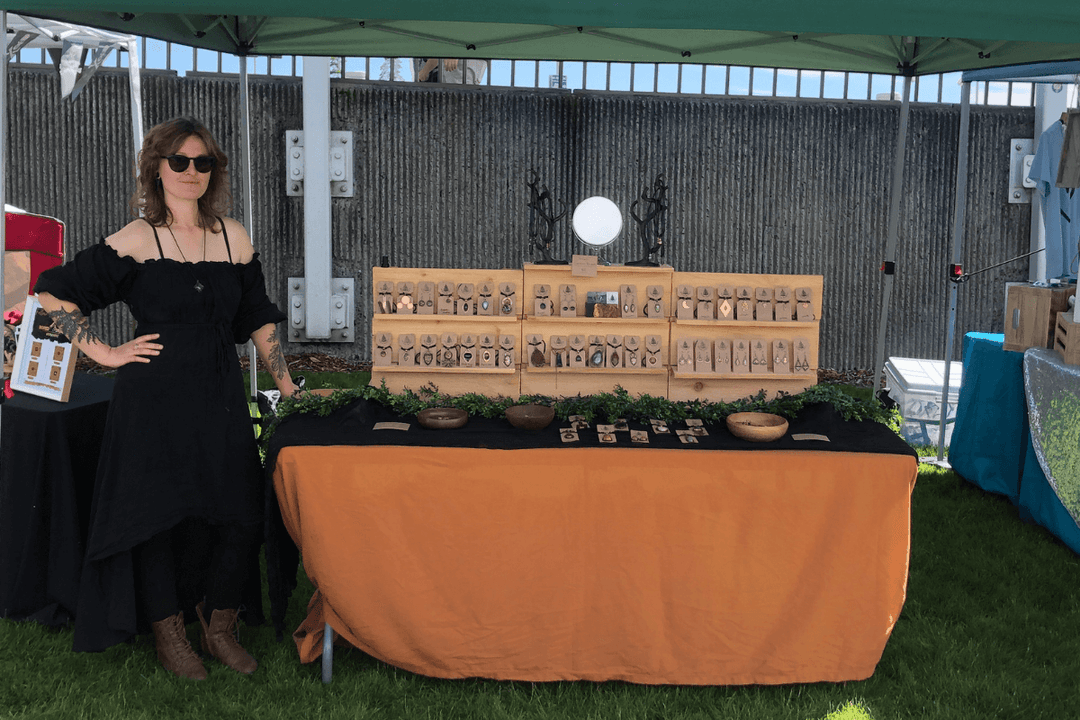 Woodland Metalsmiths jewelry booth at local markets