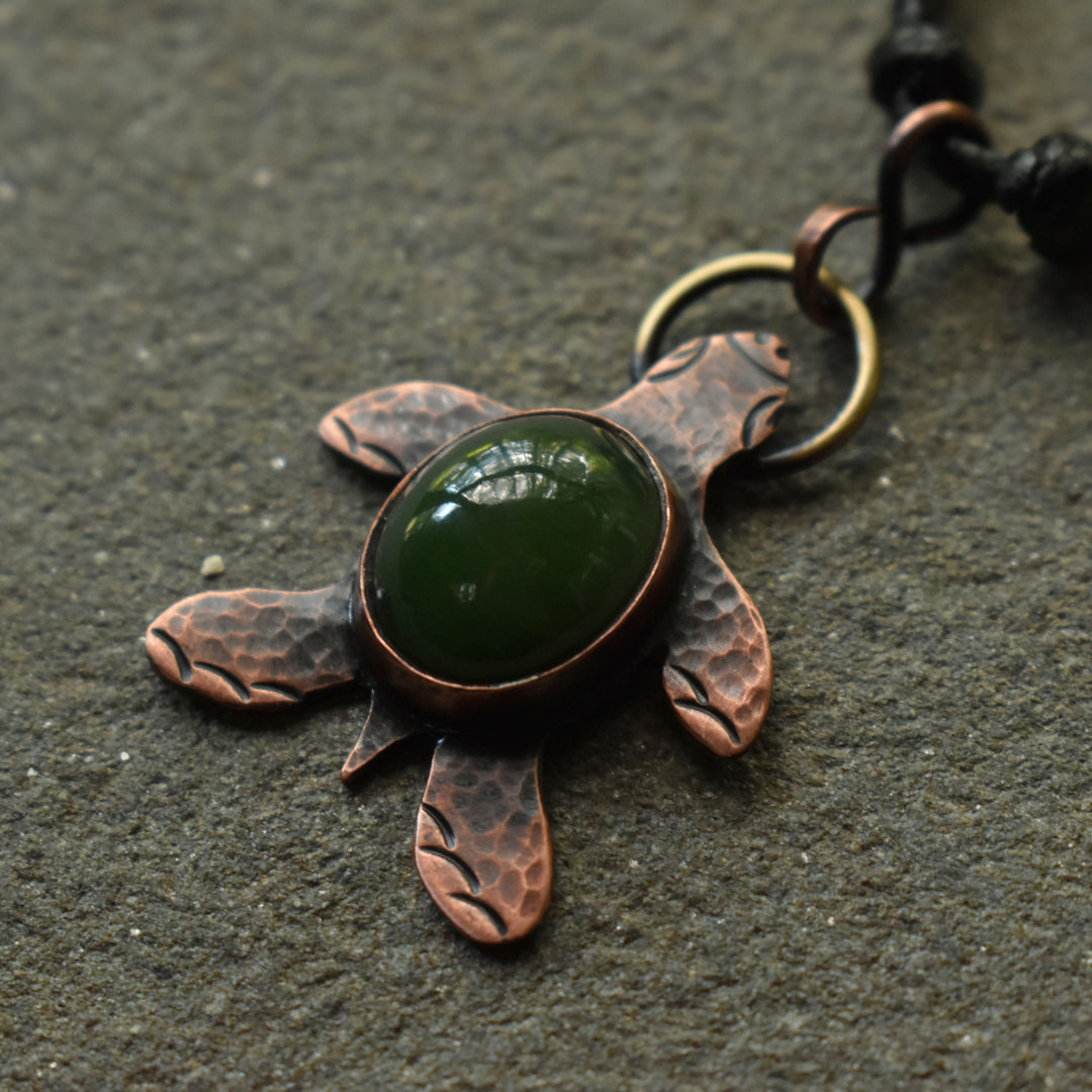 jade turtle mixed metal necklace