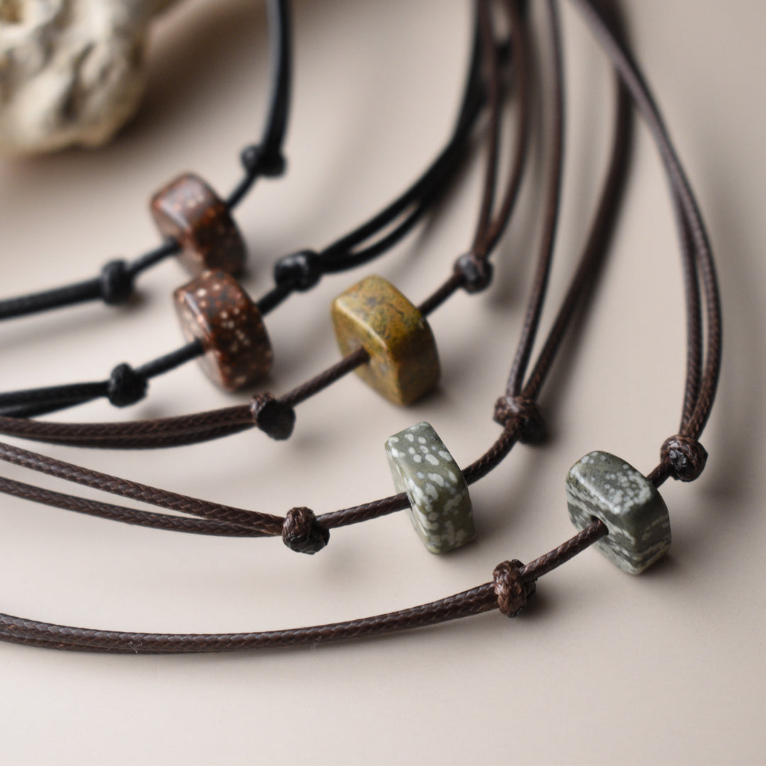 Jasper Choker Necklaces with Adjustable Poly Cord