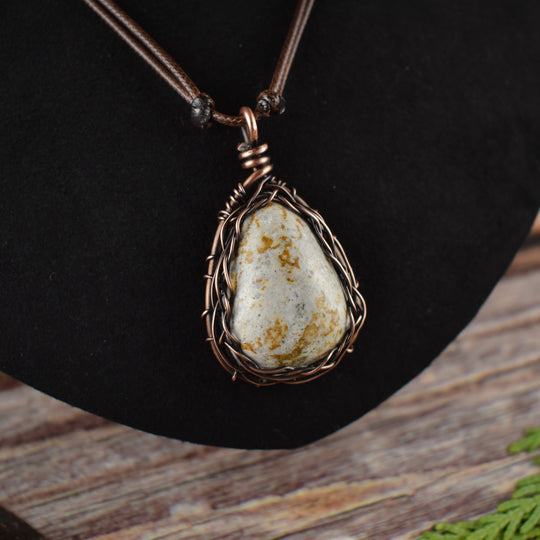 Yellow and White Jasper copper necklace