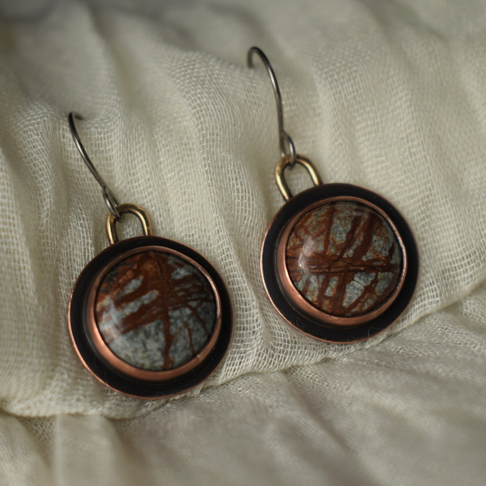 unique jasper earrings made with niobium hooks