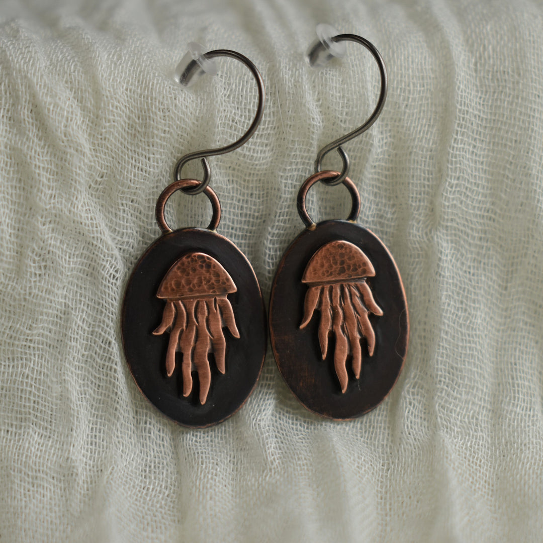 jellyfish copper earrings