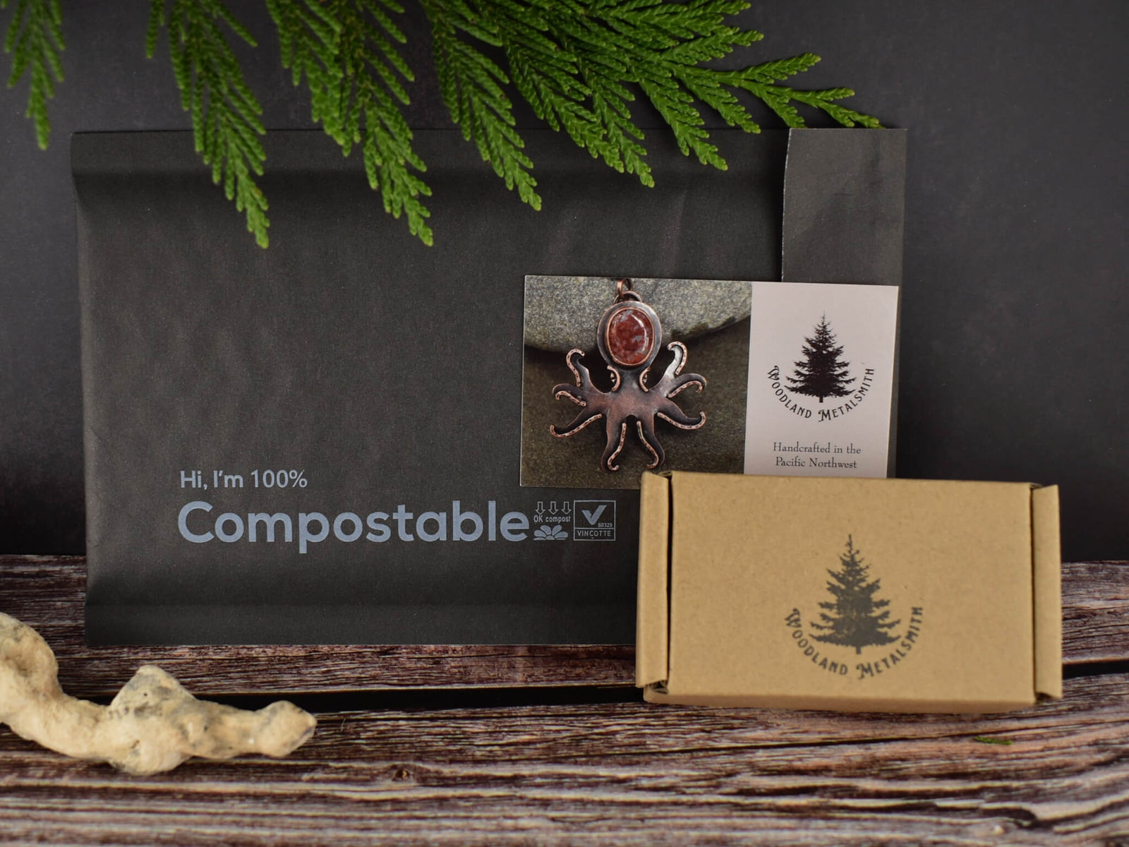 Jewelry gift packaging from Woodland Metalsmith