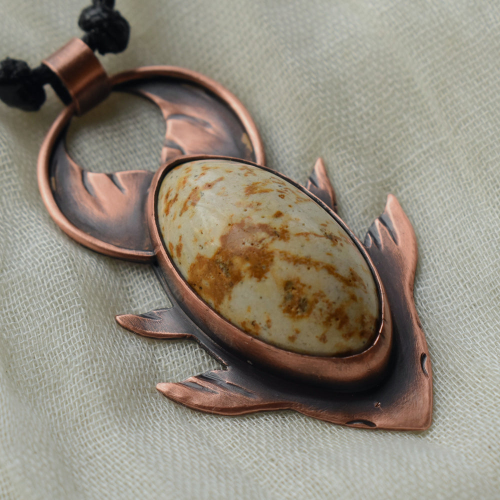 handmade koi fish pendant necklace in pure copper