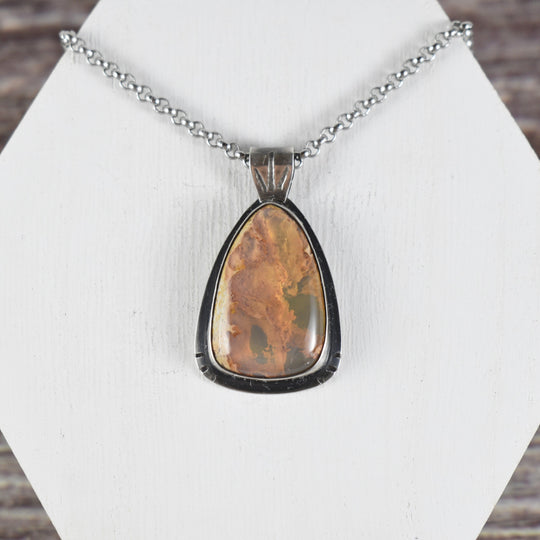 large Opal pendant necklace in Sterling silver