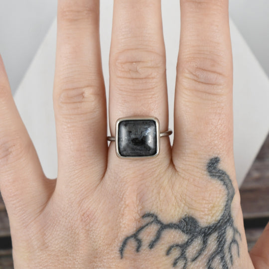 Larvikite Ring in Sterling Silver - Adjustable