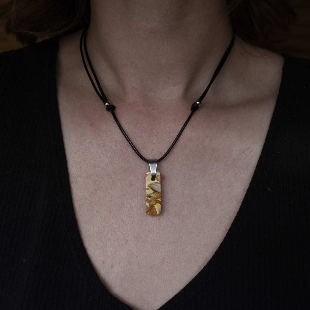 Yellow Tubal Agate Necklace with Adjustable Cord