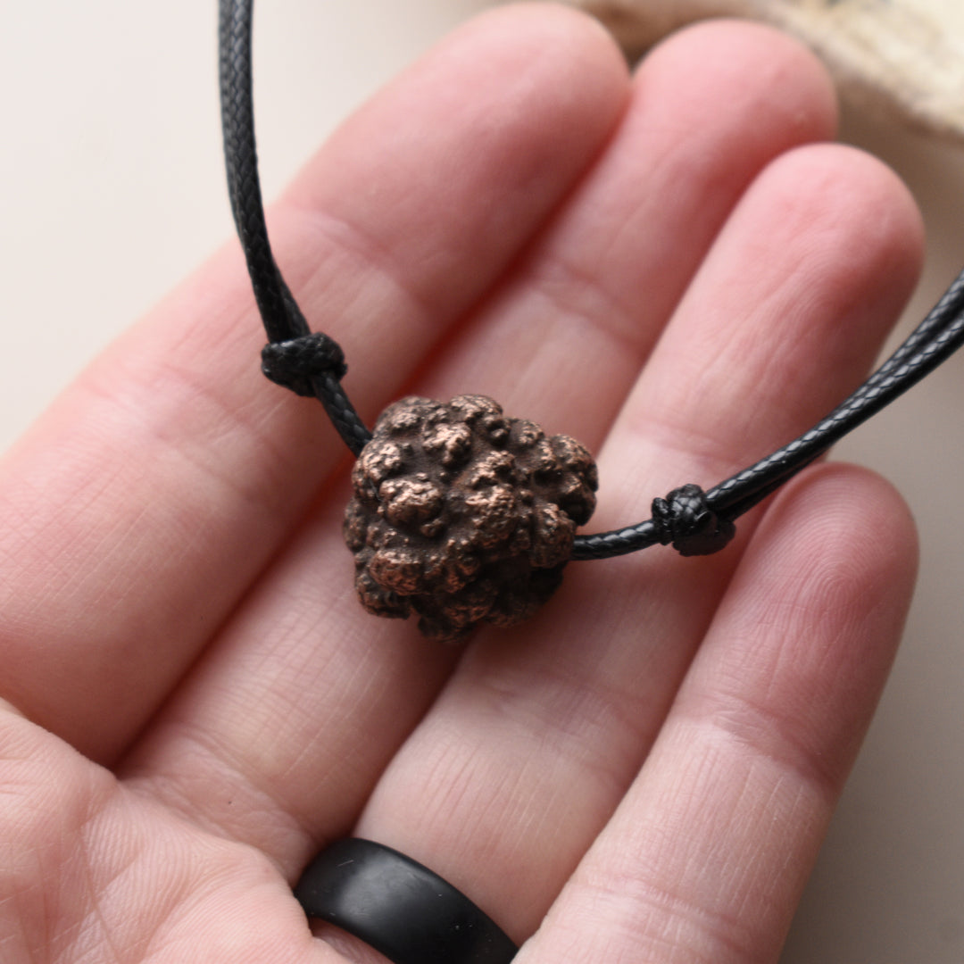 Pure Copper Nodule Necklace with Adjustable Cord