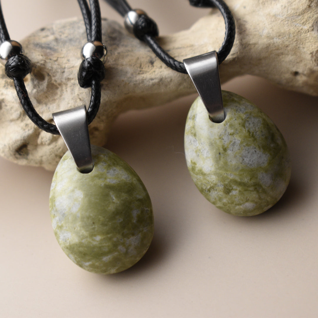 Epidote Pendant Necklaces with Adjustable Cord