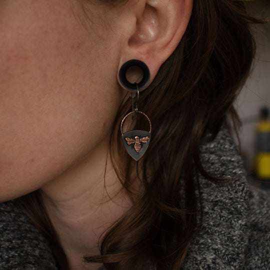 metalsmith bee earrings