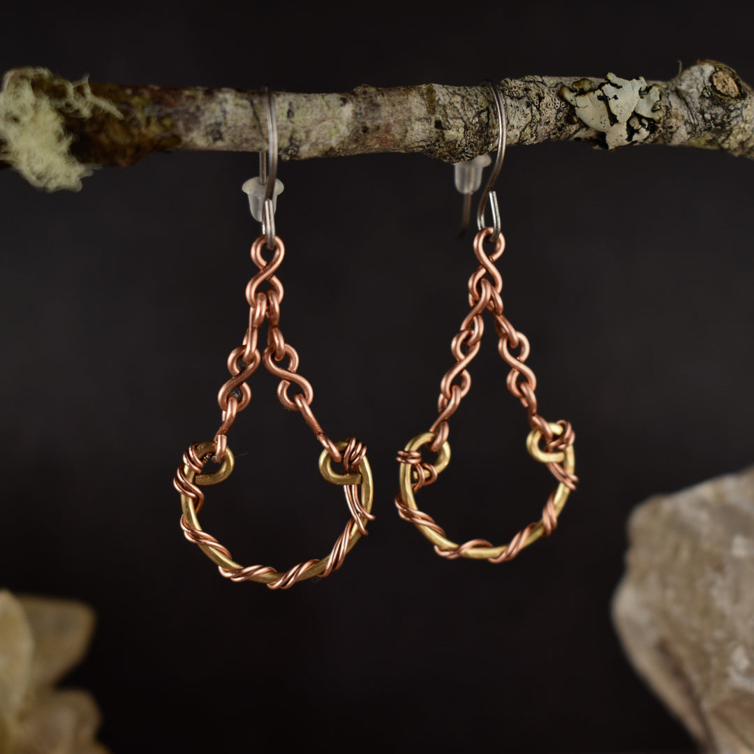 Mixed-metal chandelier earrings