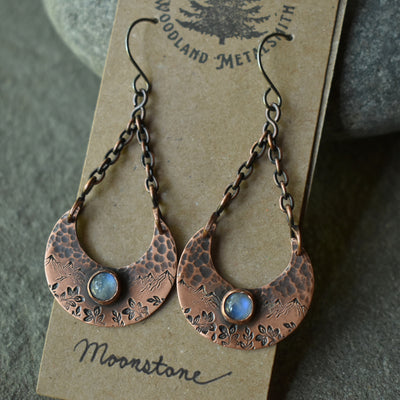 moonstone forest earrings