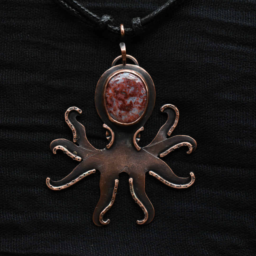 ocean jasper octopus necklace in copper