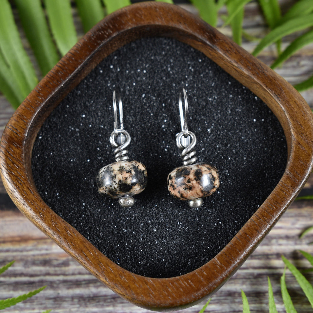 Orange and Black Tourmaline Sterling silver earrings