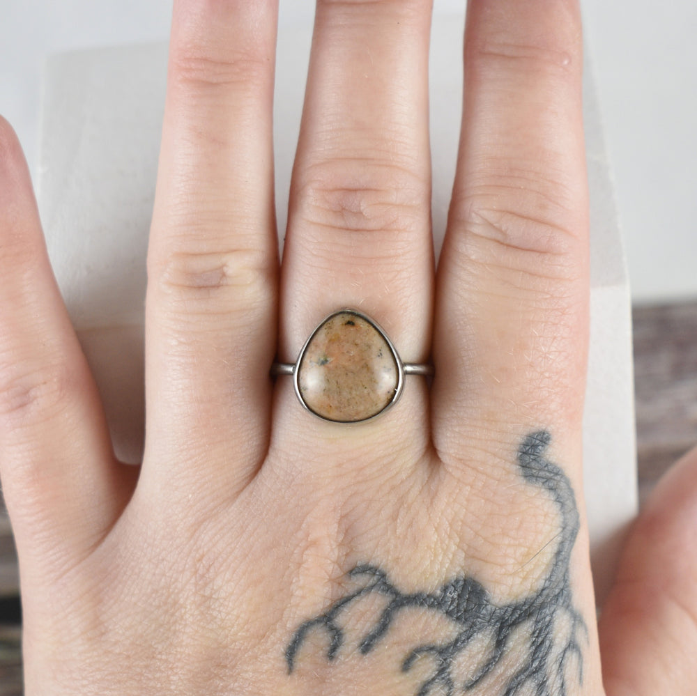 orange calcite ring silver