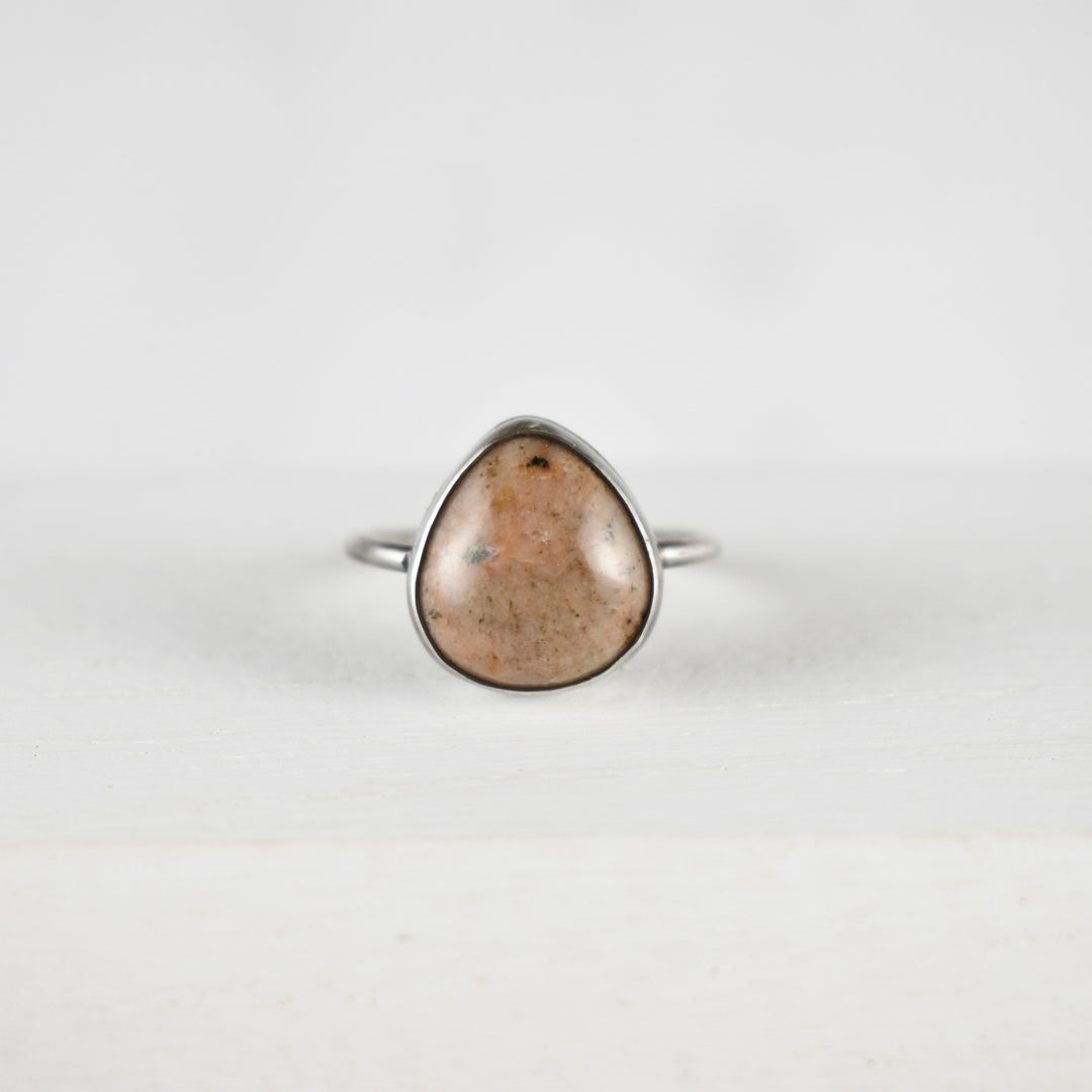Orange calcite and Sterling silver ring