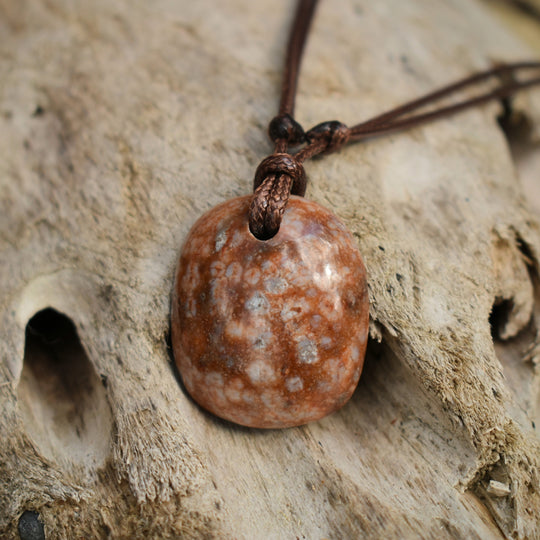 Washington State Orange Coral Fossil pendant necklace