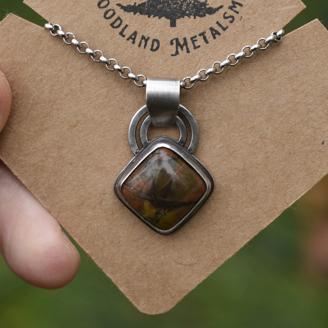 Sterling silver and orange Jasper pendant necklace