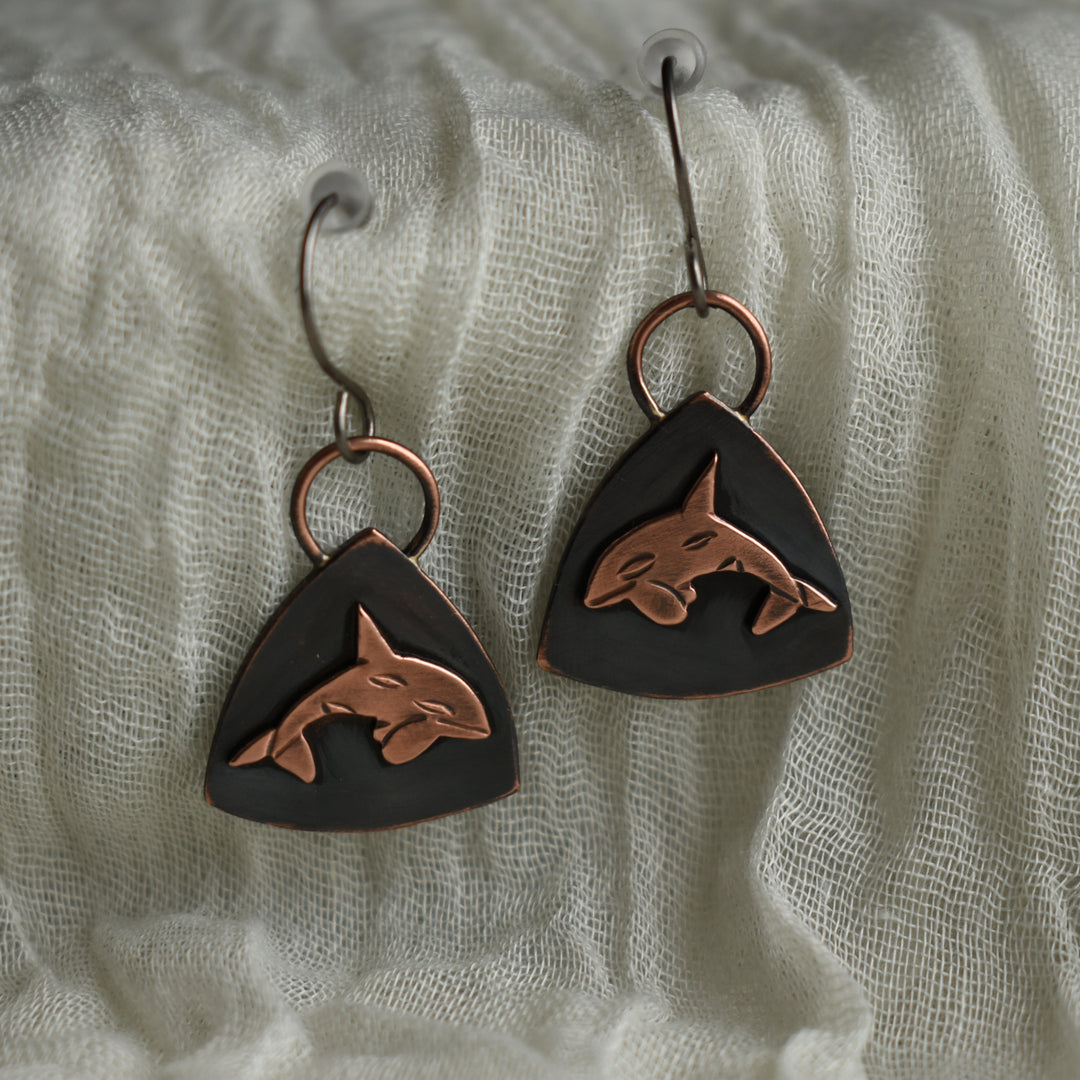 orca copper earrings