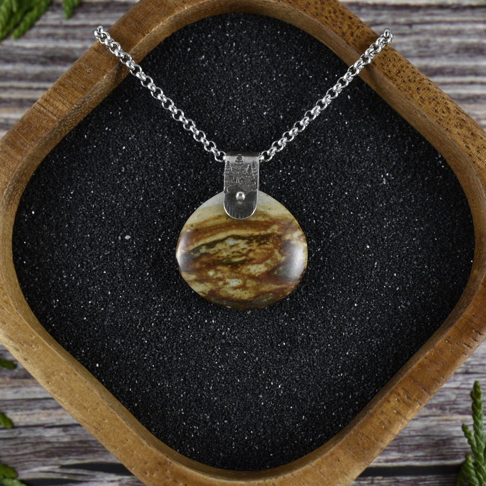 Picture Jasper Sterling Silver Pendant (Necklace Sold Separately) - Woodland Metalsmith