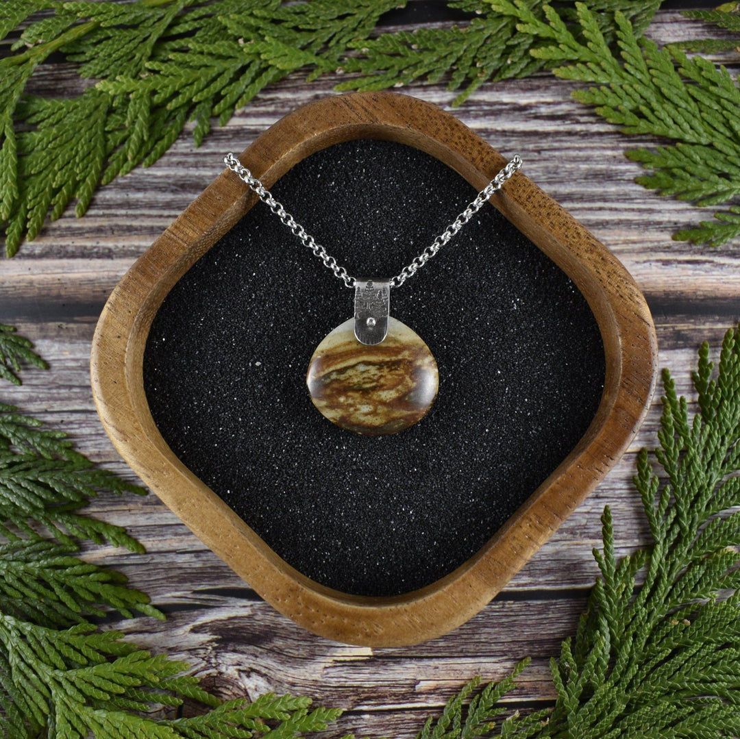 Picture Jasper Sterling Silver Pendant (Necklace Sold Separately) - Woodland Metalsmith