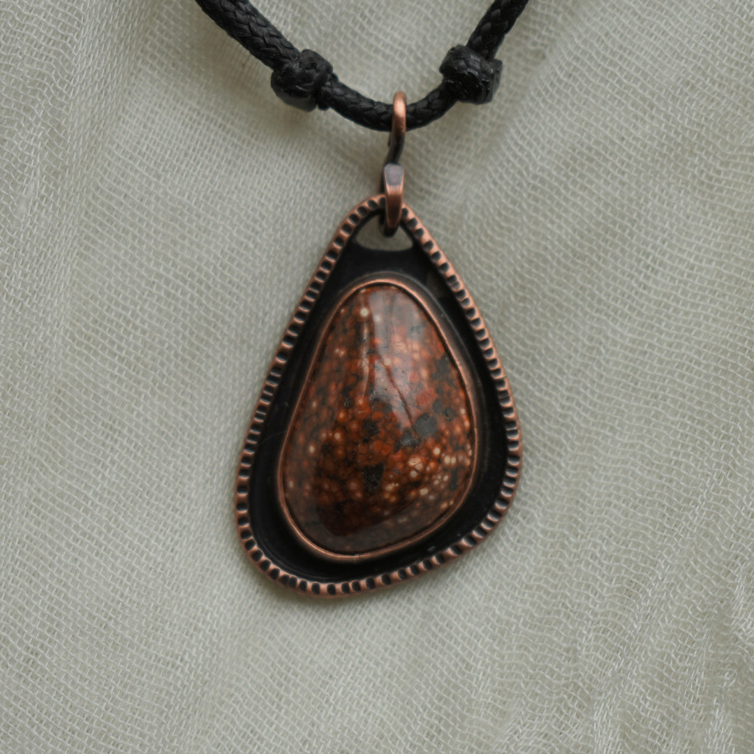 Handmade Poppy Jasper necklace in copper