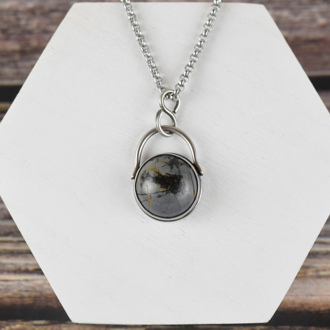 Porcelain Jasper Necklace in Sterling Silver with Custom Chain